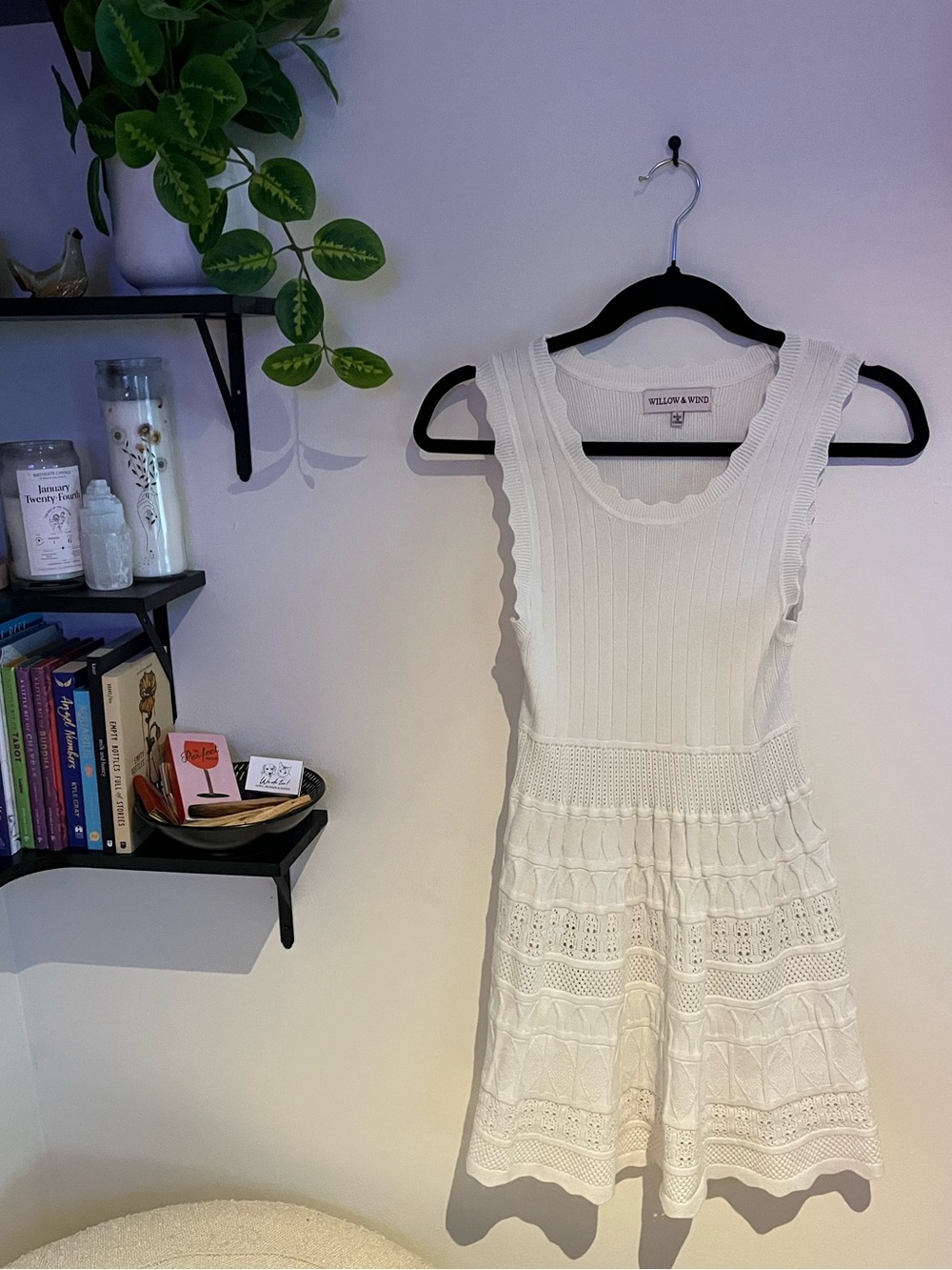 White Sleeveless Knit Sweater Dress